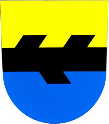 Zlato-modře černou ostrví (2,1) o třech sucích dělený štít. Znak Škrdlovice