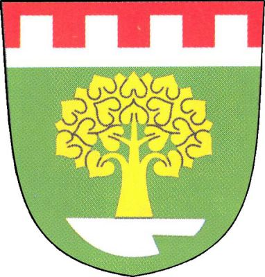 V zeleném štítě pod červenou hlavou se stříbrným cimbuřím zlatá lípa vyrůstající z položené stříbrné radlice. Znak Skřípov