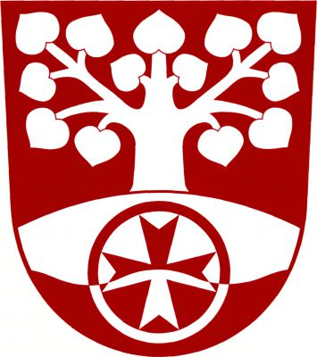 V červeném štítě stříbrná lípa vyrůstající ze zvýšeného, stříbrno - červeně vlnitě děleného návrší, v něm osmihrotý kříž v kruhu, obojí opačných barev. Znak Slaník