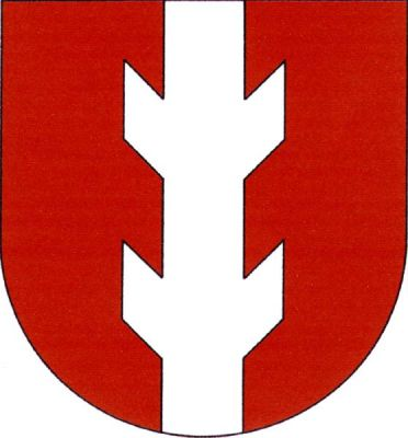 V červeném štítě stříbrný ostrvový kůl se čtyřmi suky. Znak Sloup v Čechách