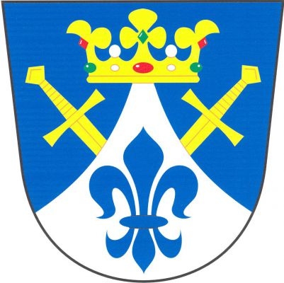 V modrém štítě snížený stříbrný vydutý hrot s modrou lilií a na vrcholu se zlatou korunou, posázenou červenými a zelenými drahokamy a perlami. Ze stran do hrotu kosmo a šikmo vetknuty dva zlaté meče. Znak Stanoviště