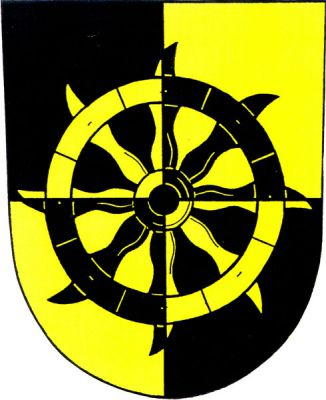 V černo-zlatě čtvrceném štítě kolo sv. Kateřiny opačných barev. Znak Štěpánkovice