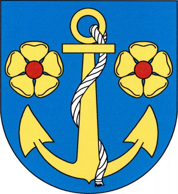 V modrém štítě kotva kolem dříku ovinutá stříbrným lanem a provázená dvěma růžemi s červenými semeníky, vše zlaté. Znak Střížovice