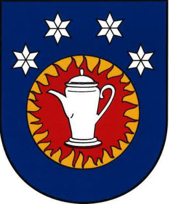 V modrém štítě v červeném, po obvodu dovnitř hořícím, kotouči stříbrná konvice s víčkem. Kotouč převýšen čtyřmi stříbrnými hvězdami do oblouku. Znak Stružná