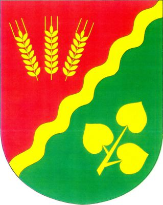 V červeno-zeleně šikmým vlnitým břevnem děleném štítě vpravo tři obilné klasy, vlevo lipová ratolest, vše zlaté. Znak Svéradice