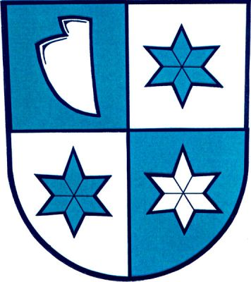 Zeleno-stříbrně čtvrcený štít, v prvním poli postavená radlice, v ostatních polích po jedné hvězdě, vše opačných barev. Znak Svobodné Heřmanice