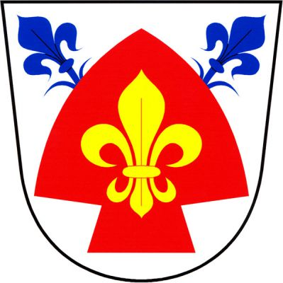 Ve stříbrném štítě čelně vztyčená červená radlice se zlatou lilií, z níž do rohů vyrůstají dvě modré lilie, každá na stonku se dvěma listy. Znak Sytno
