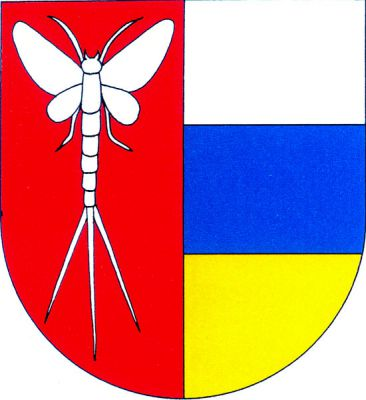 Polcený štít, v pravém červeném poli stříbrný dospělec jepice, levé pole dvakrát stříbrno-modro-zlatě dělené. Znak Tlustice