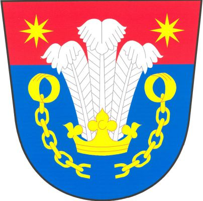 V modrém štítě s červenou hlavou vyrůstají ze zlaté koruny tři stříbrná pštrosí pera, provázená v hlavním poli do oblouku dole přeťatými pouty s okovy nahoře, v hlavě dvěma osmihrotými hvězdami, vše zlaté. Znak Tuřany