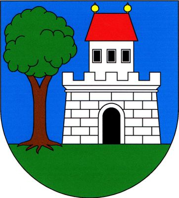 V modrém štítě na zeleném trávníku vpravo lípa přirozené barvy, vlevo volná stříbrná kvádrovaná hradba s cimbuřím a černou obloukovou branou, z ní vyniká stříbrná věž se třemi černými okny vedle sebe, s červenou valbovou střechou se dvěma zlatými makovicemi. Znak Úvaly