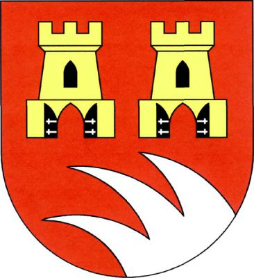V červeném štítě nad třemi stříbrnými vlčími zuby dvě zlaté věže, každá s cimbuřím, s černým gotickým oknem a prázdnou gotickou branou s černými otevřenými vraty na stříbrných závěsech. Znak Vchynice