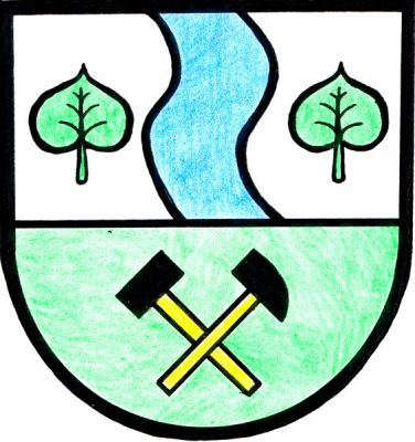 Ve stříbrno-zeleně děleném štítě nahoře modrý vlnitý kůl provázený dvěma vztyčenými zelenými lipovými listy, dole kosmý mlátek, šikmo přeložený želízkem, obojí černé na zlatých topůrkách. Znak Vejvanov