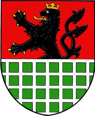 V červeno-zeleně děleném štítě nahoře vyrůstající černý korunovaný dvouocasý lev se zlatou zbrojí, dole stříbrná mříž, jejíž horní tyč tvoří dělící linii. Znak Vikýřovice