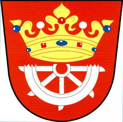 V červeném štítě zlatá koruna nad dolní polovinou zlomeného stříbrného kola sv. Kateřiny. Znak Vítějeves