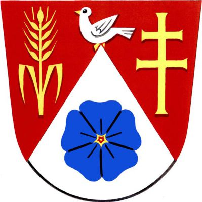 V červeném štítě snížený stříbrný hrot s modrým květem lnu se zlatým středem. Na hrotu stříbrný pták se zlatou zbrojí, provázený vpravo obilným klasem a vlevo patriarším křížem, obojí zlaté. Znak Vítonice