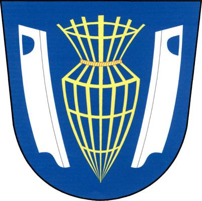 V modrém štítě zlatá postavená vrš provázená dvěma postavenými odvrácenými stříbrnými limpami. Znak Vladislav