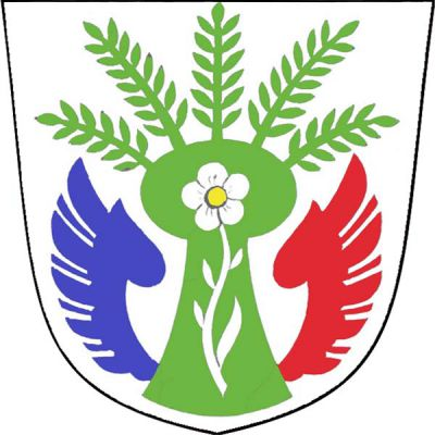 Ve stříbrném štítě zelená vrba, v ní na stonku stříbrný pětilistý květ se zlatým středem. Z kmene vrby vyrůstá vpravo modré a vlevo červené orlí křídlo. Znak Vrbátky
