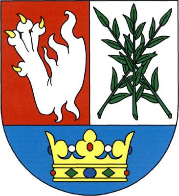 V červeno-stříbrně polceném štítě se zvýšenou modrou patou vpravo stříbrná ohnutá lví noha se zlatou zbrojí, vlevo tři zelené zkřížené vztyčené vrbové pruty s listy, v patě zlatá koruna. Znak Vrbice