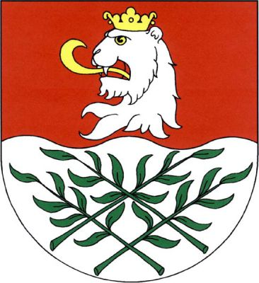 V červeno-stříbrně vlnitě děleném štítě nahoře stříbrná korunovaná hlava lva se zlatou zbrojí a jazykem, dole čtyři mřežovitě propletené zelené vrbové pruty s listy. Znak Vrdy