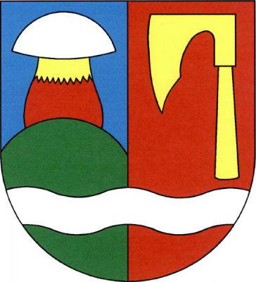 V modro-červeně polceném štítě, se stříbrným vlnitým břevnem v patě, vpravo na zeleném vrchu hřib - satan se stříbrným kloboukem a zlato-červeně zvýšeně pilovitě dělenou tření, vlevo nahoře zlatá sekera. Znak Vršovice