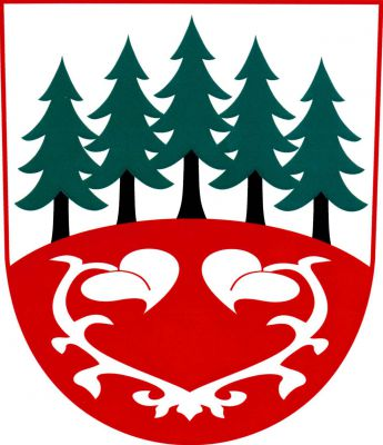Ve stříbrném štítě vyrůstá ze zvýšeného červeného návrší se stříbrnými vykořeněnými lekny pět zelených smrků s černými kmeny. Znak Vršovka