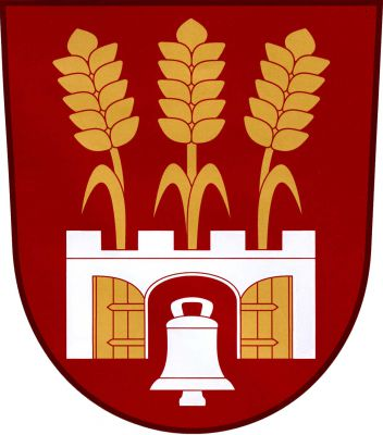 V červeném štítě volná stříbrná hradba s prázdnou branou, s otevřenými zlatými vraty, v ní stříbrný zvon. Z mezer v cimbuří vyrůstají tři zlaté obilné klasy, střední se dvěma listy, krajní odkloněné s jedním listem. Znak Všechlapy