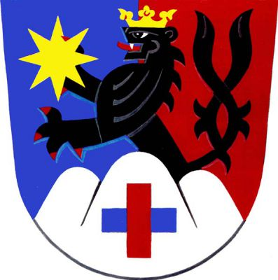 V modro-červeně polceném štítě vyrůstá ze stříbrného trojvrší černý korunovaný dvouocasý lev s červenou zbrojí, držící v pravé přední tlapě zlatou osmihrotou hvězdu. V trojvrší volné modré břevno přeložené volným červeným kůlem. Znak Zašová