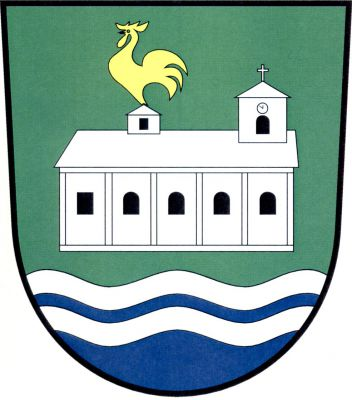 V zeleném štítě nad vlnitou, třikrát stříbrno-modře vlnitě dělenou patou stříbrný kostel s pěti černými okny, s nízkou věží vlevo a se sanktusníkem zakončeným zlatým kohoutem. Znak Želechovice nad Dřevnicí