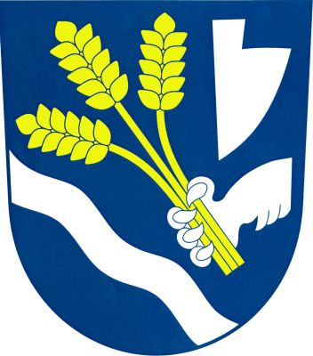 V modrém štítě nad sníženým stříbrným kosmým vlnitým břevnem stříbrná uťatá lví tlapa držící kosmo tři zlaté obilné klasy. Vlevo nahoře doleva obrácená stříbrná radlice. Znak Žichlínek