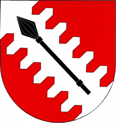 V červeném štítě kosmé stříbrné palisádové břevno. V něm černý palcát. Znak Žižkovo Pole