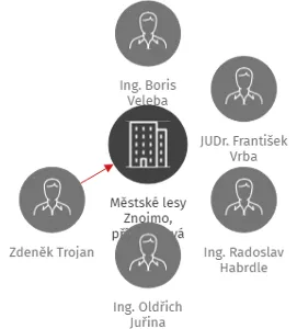 Městské lesy Znojmo, příspěvková organizace, IČO: 00839027: vizualizace vztahů osob a společností