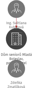 Dům seniorů Mladá Boleslav, poskytovatel sociálních služeb, IČO: 00874647: vizualizace vztahů osob a společností