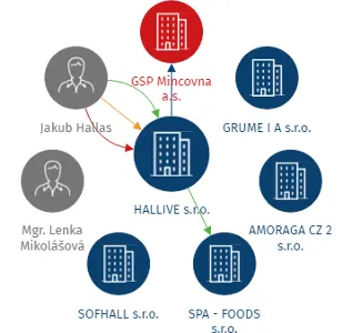 HALLIVE s.r.o., IČO: 01918826: vizualizace vztahů osob a společností