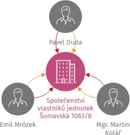 Společenství vlastníků jednotek Šumavská 1063/8, IČO: 02497875: vizualizace vztahů osob a společností