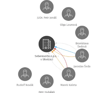 Seberevolta o.p.s. - v likvidaci, IČO: 02519917: vizualizace vztahů osob a společností