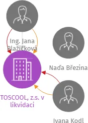 TOSCOOL, z.s. v likvidaci, IČO: 02869284: vizualizace vztahů osob a společností