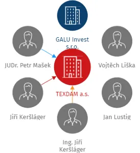 Vizualizace vztahů osob a společností - TEXDAM a.s.