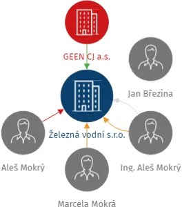 Železná vodní s.r.o., IČO: 03633021: vizualizace vztahů osob a společností