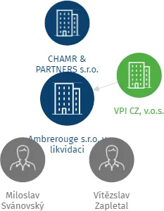 Ambrerouge s.r.o. v likvidaci, IČO: 03828727: vizualizace vztahů osob a společností