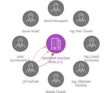 Sportovní asociace Brno, z. s., IČO: 04100107: vizualizace vztahů osob a společností