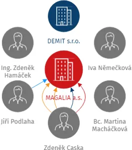 MAGALIA a.s., IČO: 04253558: vizualizace vztahů osob a společností