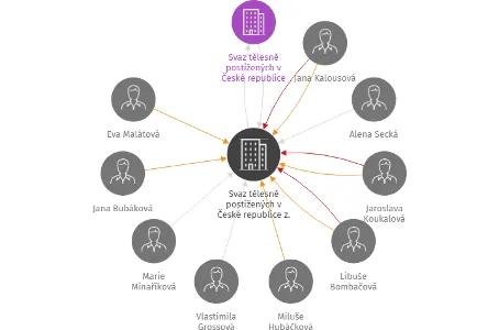 Svaz tělesně postižených v České republice z. s. místní organizace Heřmanův Městec, IČO: 04534484: vizualizace vztahů osob a společností