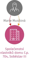 Společenství vlastníků domu č.p. 704, Soběslav III, IČO: 05252555: vizualizace vztahů osob a společností