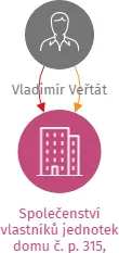 Společenství vlastníků jednotek domu č. p. 315, Tábor, IČO: 06772323: vizualizace vztahů osob a společností