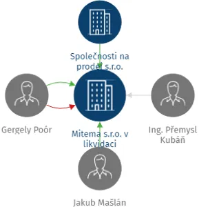 Mitema s.r.o. v likvidaci, IČO: 07330162: vizualizace vztahů osob a společností