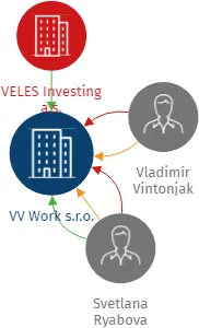 VV Work s.r.o., IČO: 07389213: vizualizace vztahů osob a společností