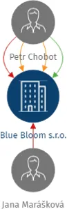 Blue Bloom s.r.o., IČO: 07617321: vizualizace vztahů osob a společností