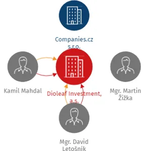 Dioleaf Investment, a.s., IČO: 07721277: vizualizace vztahů osob a společností