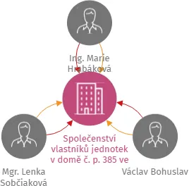 Společenství vlastníků jednotek v domě č. p. 385 ve Vimperku, IČO: 07720921: vizualizace vztahů osob a společností