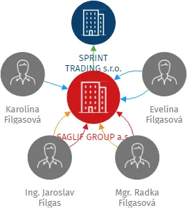 SAGLIF GROUP a.s., IČO: 07772297: vizualizace vztahů osob a společností